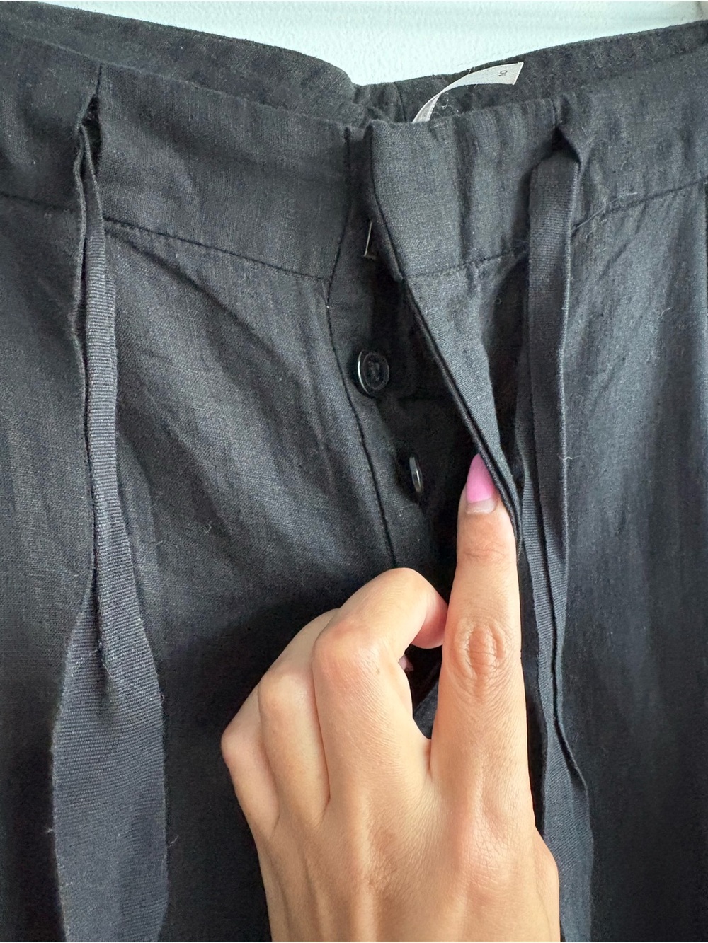 Free People Linen Blend Free Cropped Tie Pant Black Sz 10 - Picture 6 of 12